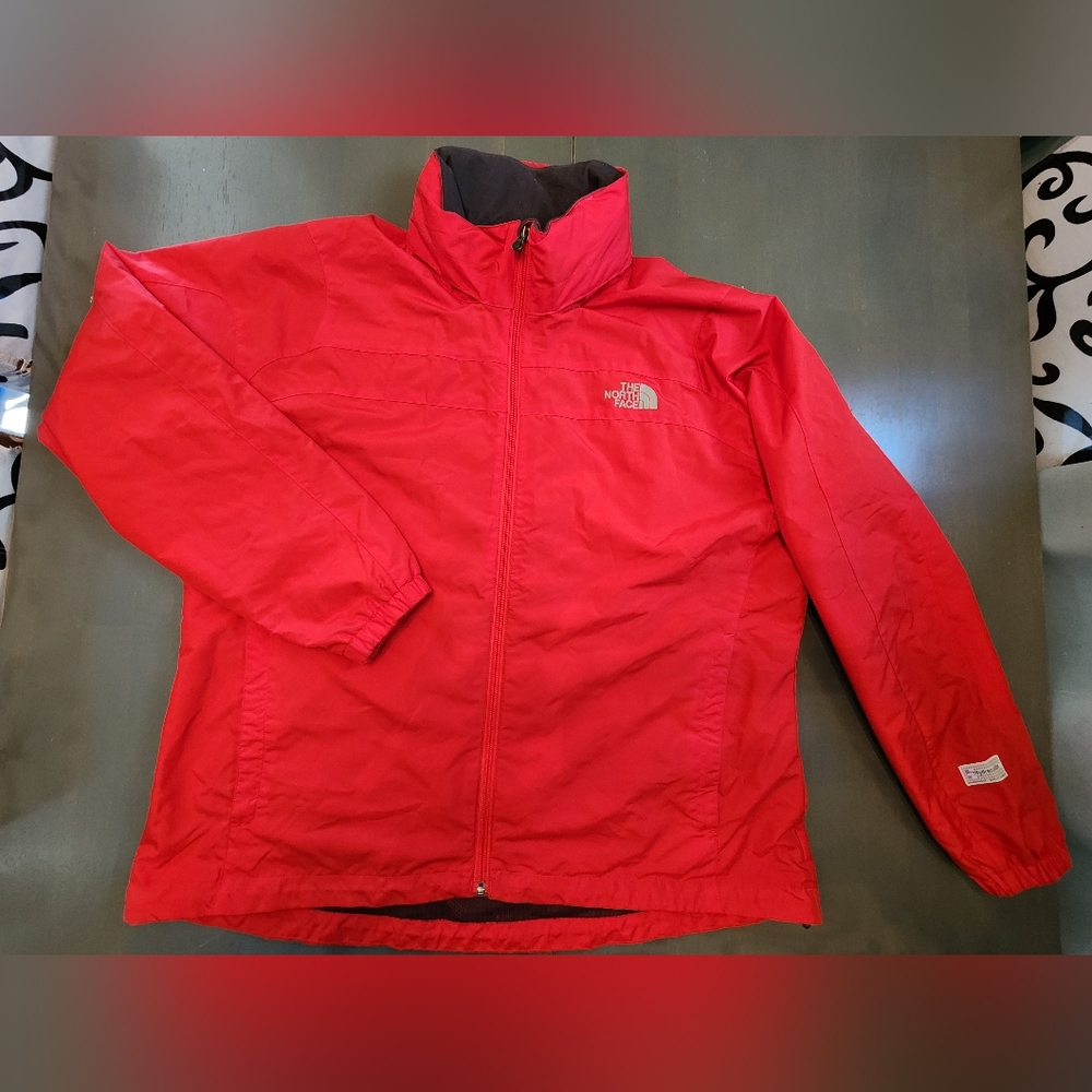 The North Face Women's Windbreaker Sz XL Red Hydrenalite Windproof Rain Hooded